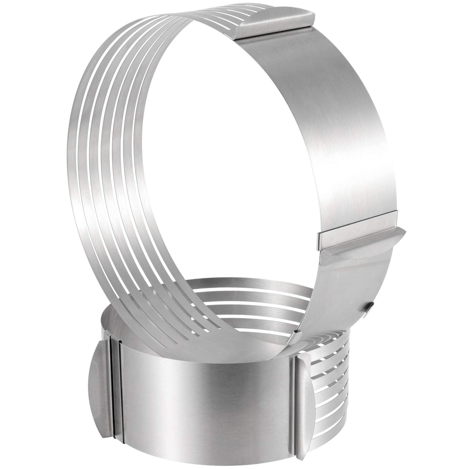 2 Pcs Adjustable Cake Ring Cutter, Hakzeon Stainless Steel 7-Layered Cake Slicer Leveler 6-8 Inch, 9-12 Inch Mousse Slicing Roun