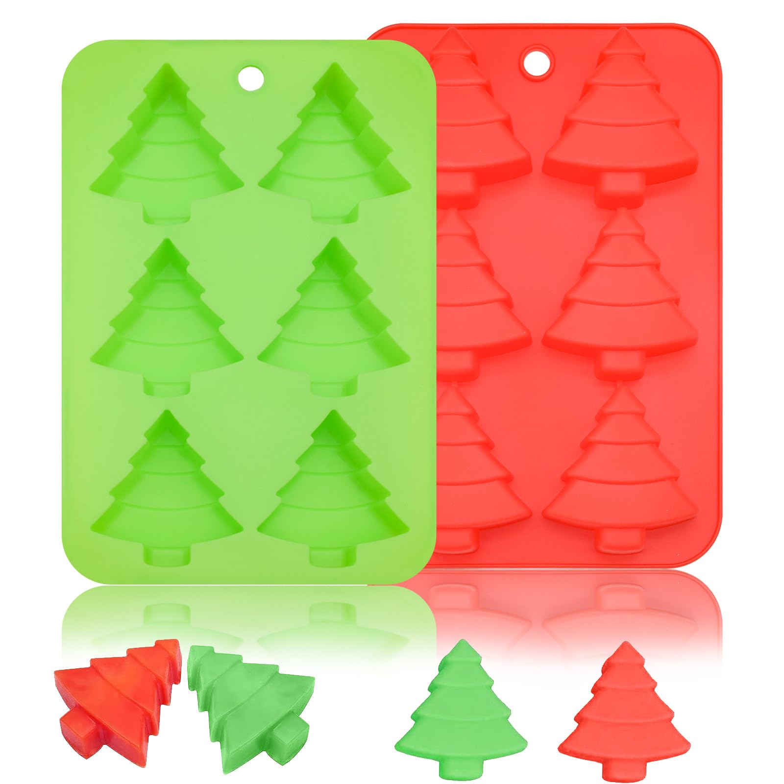 mdgfge Christmas Tree Silicone Baking and Candy Molds Chocolate Handmade Soap Ice Cube Biscuit Cake Moulds NoStick Fondant Red 