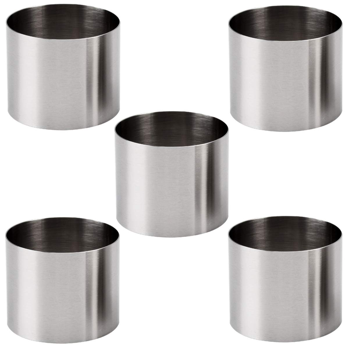 Goeielewe 5Pcs Round Cake Rings Mold, 2-Inch Mini Cake & Pastry Ring, Stainless Steel Mousse Dessert Rings Set Cake Cookie Biscu