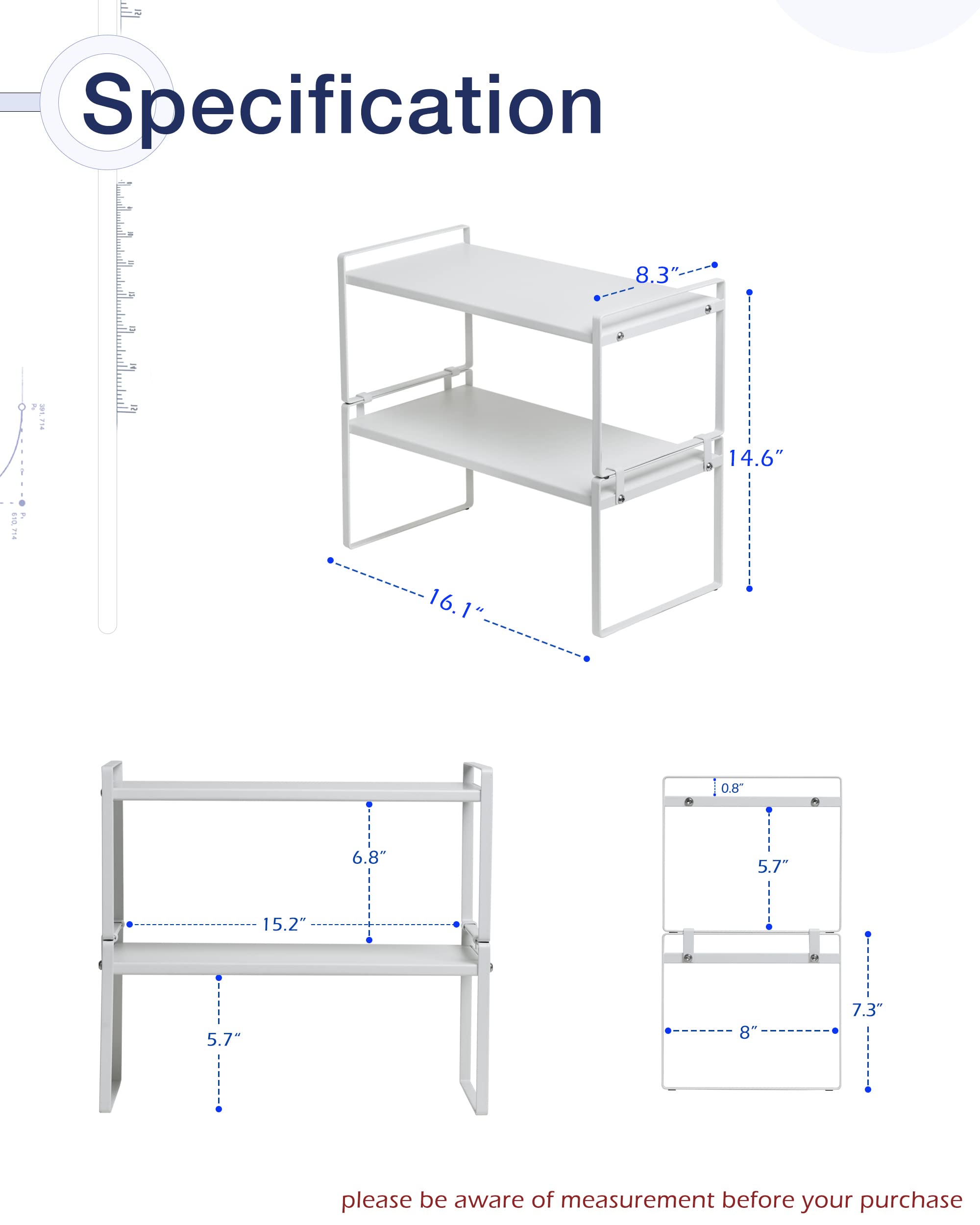 Nxconsu 2Pack Cabinet Shelves Stackable Shelf Organizer Rack Riser For Kitchen Cabinet Pantry Cupboard Counter Countertop Home O