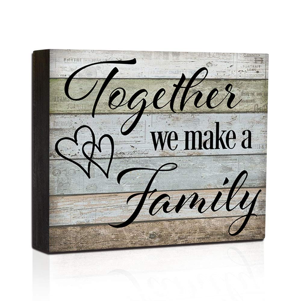 Box Sign Wood Block Sign Quote Sign - Together We Make A Family-Home Decor Wall Hanging Box Sign