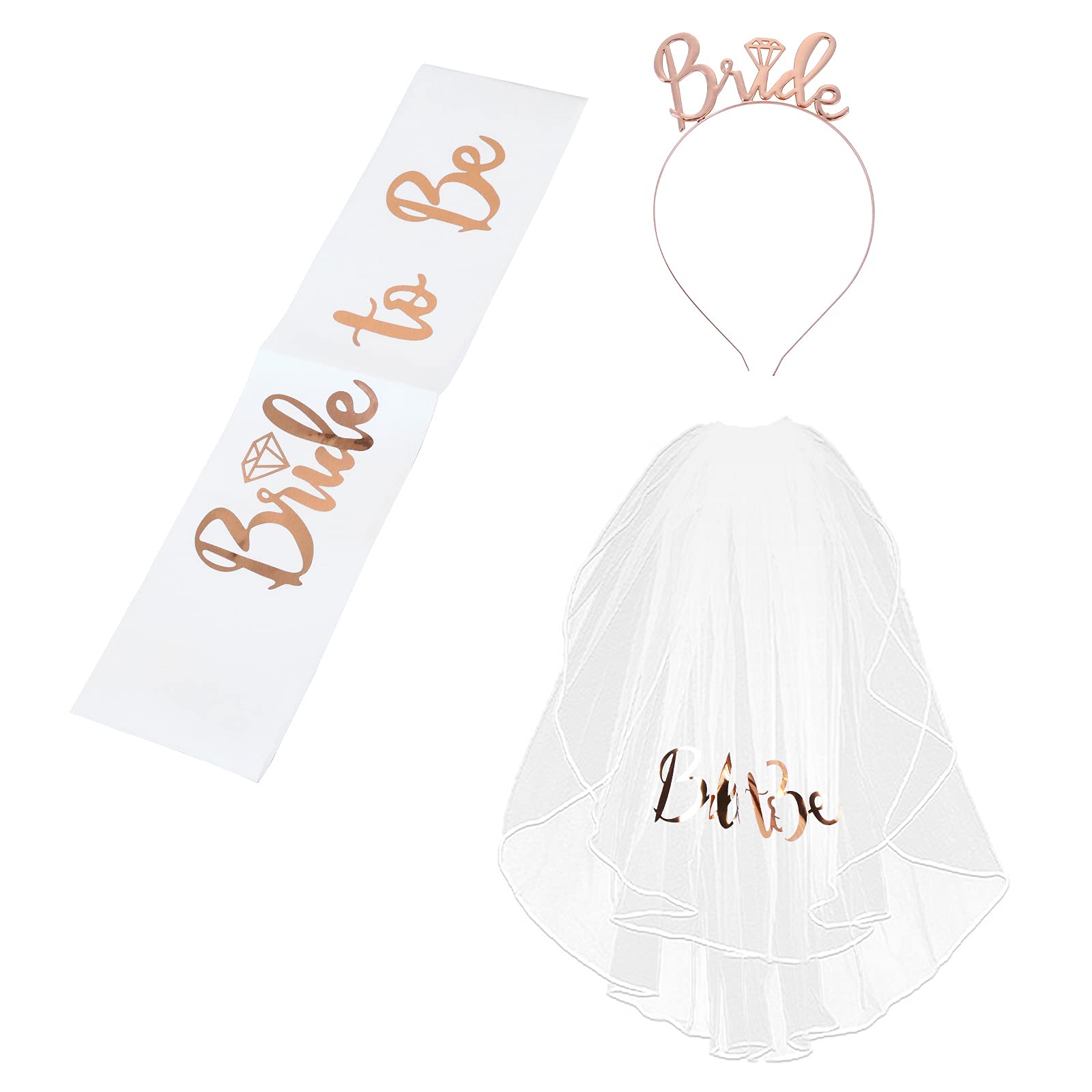 Yolev Bride To Be Set Bachelorette Party Accessories Bridal Shower Decoration Accessories Bride To Be Sash, Bridal Tiara, Veil F
