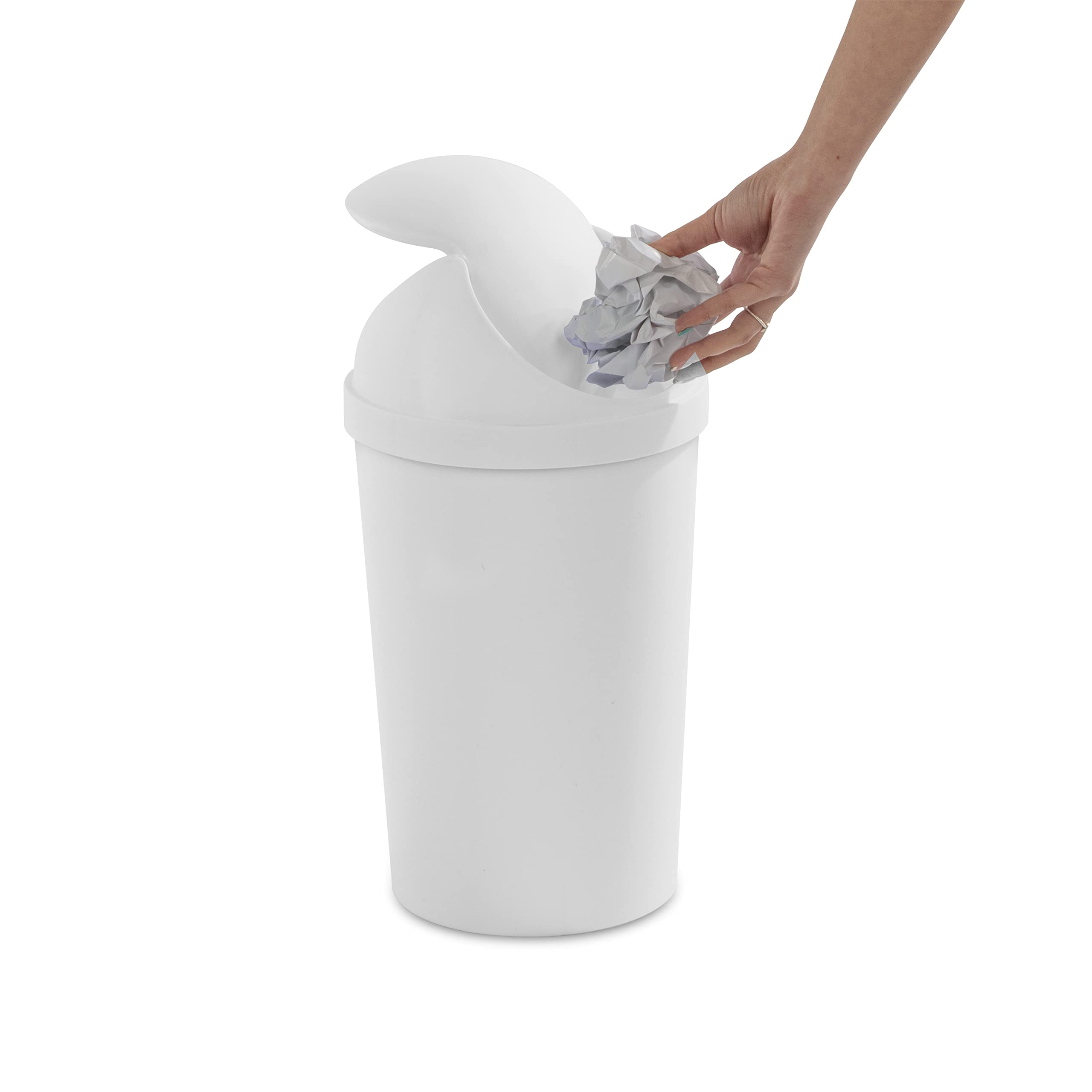 Sterilite 3 Gallon Round Swingtop Wastebasket With Lid, Small Plastic Trash Can For The Bathroom, Bedroom, Dorm Or Home Office,
