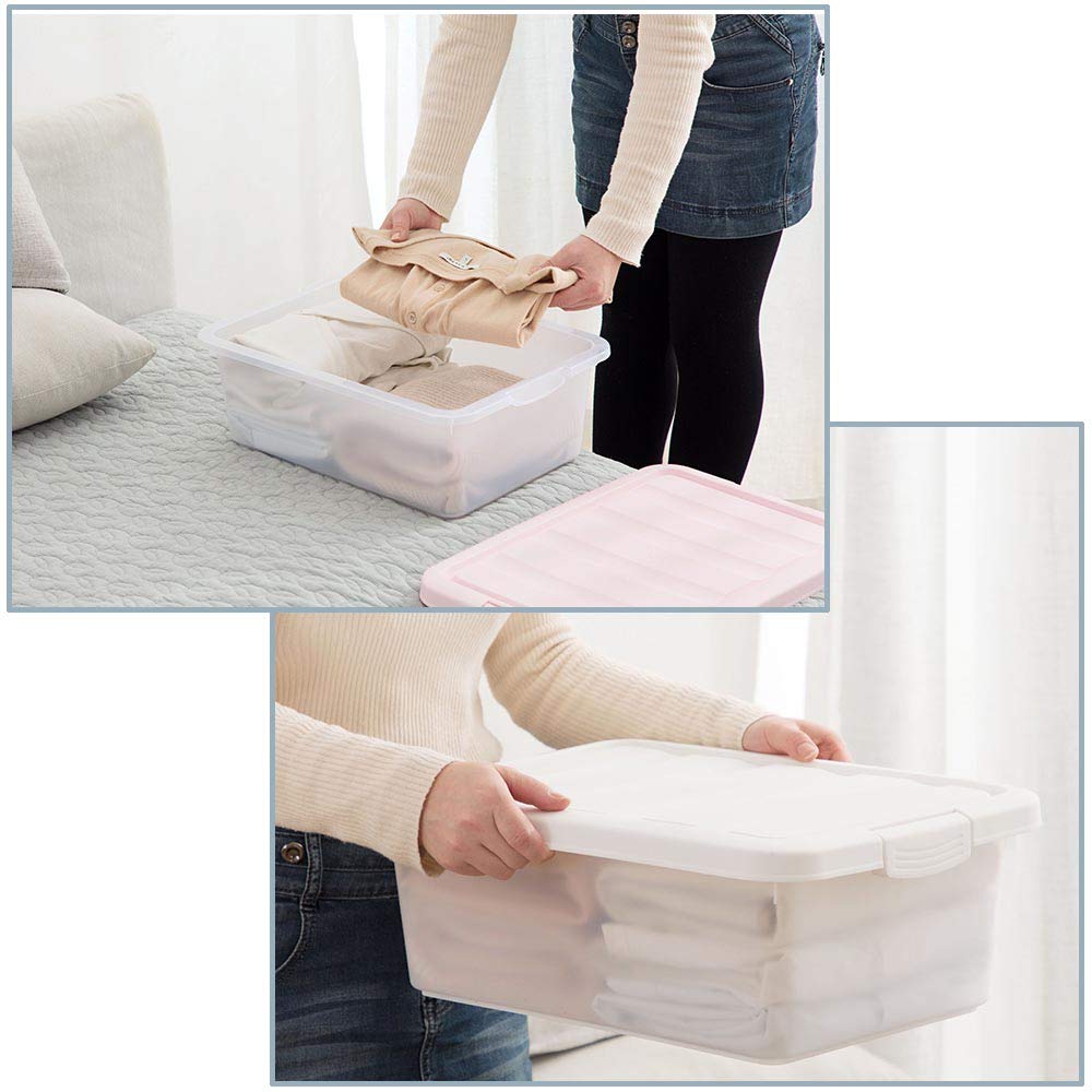 Yubine 2 Packs Plastic Storage Bin With Lid, 14 Quart Latching Tote Box, F