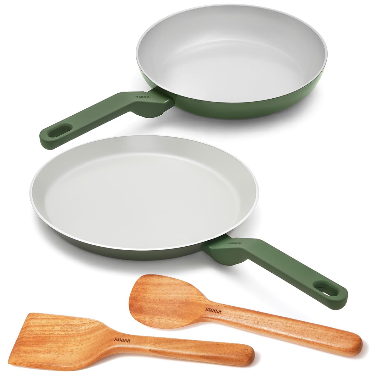 Ember Cookware Arcilla Ceramic Non Stick Cookware Set Of 2 | Frying Pan 24Cm & Tawa 28Cm | Isi Certified | Non Toxic Ceramic Coo
