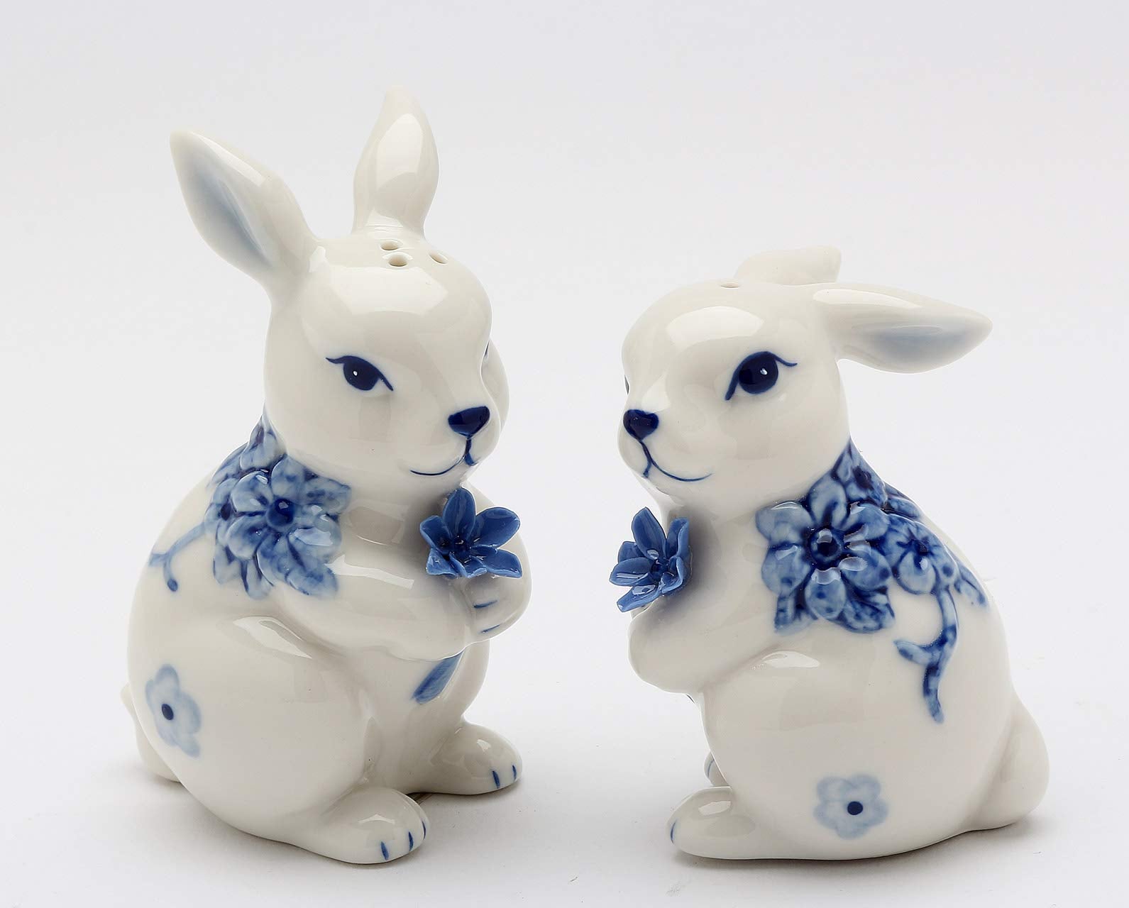 Cosmos Gifts 20907 Fine Ceramic Blue Color Design Bunnies Rabbit Salt And Pepper Shakers Set, 3-3/8'' H