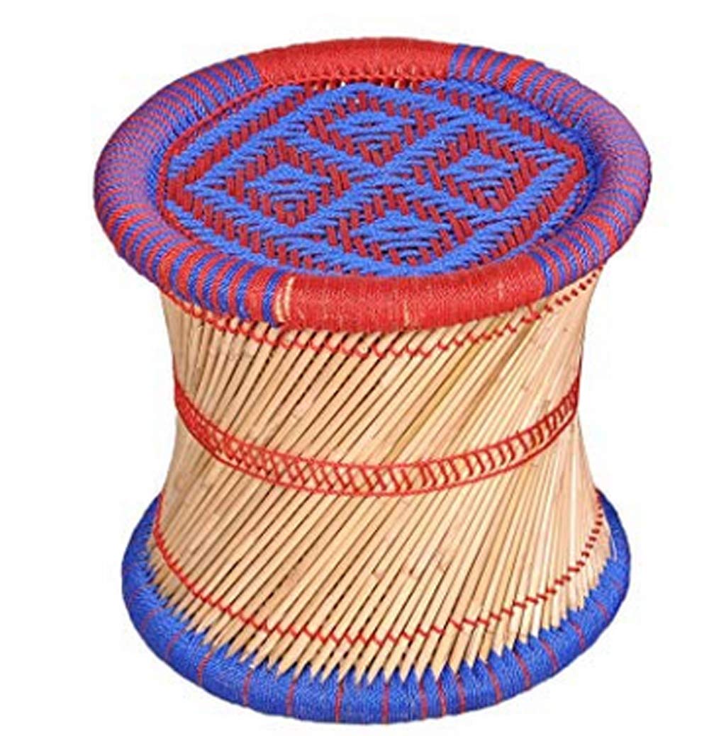 Ksm Anupam Enterprises Eco Friendly Handicraft Cane Bar Bamboo Chair/Stool/Muddha/Mudda For Outdoor/Indoor/Furnishing/Color: Mul