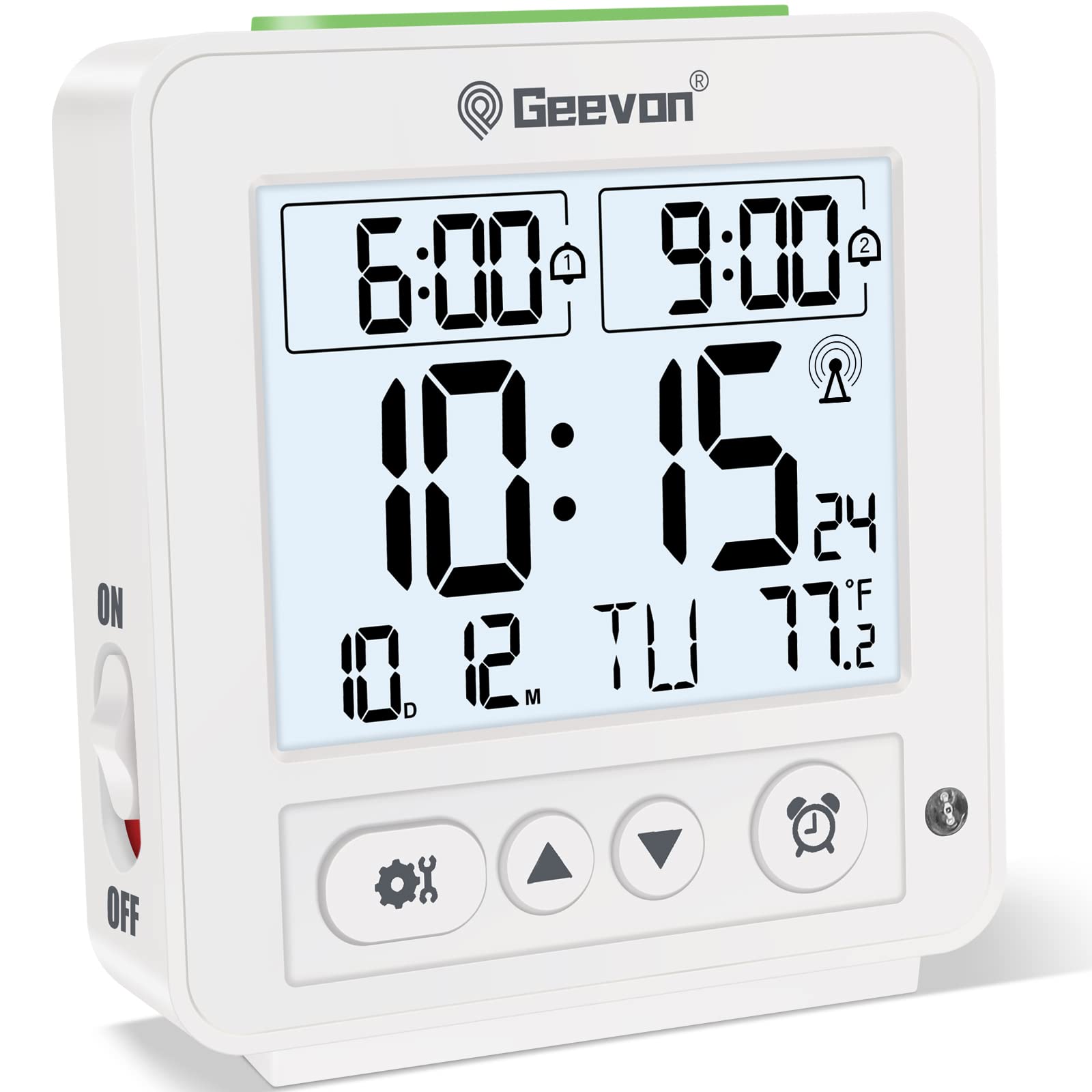 Geevon Atomic Travel Alarm Clock with Auto/8s Backlight, 2 Alarm Settings, Temperature Detect, Increasing Beep Sounds Digital At