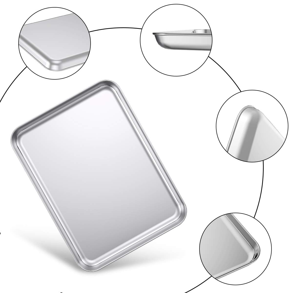 Baking Sheet Set Of 2, Wildone Stainless Steel Baking Tray Cookie Pan, Size 20 X 14 X 1 Inch, Non Toxic & Heavy Duty & Easy Clea