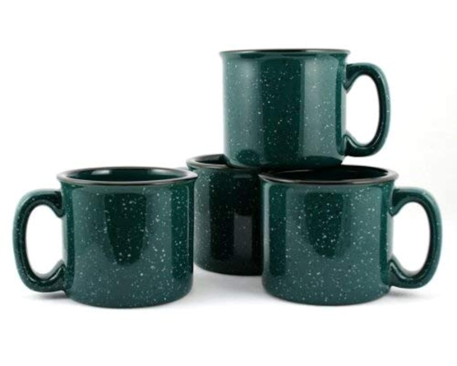 Marble Creek Ceramic Campfire Mug, 15oz  Set of 4 (Forest Green)