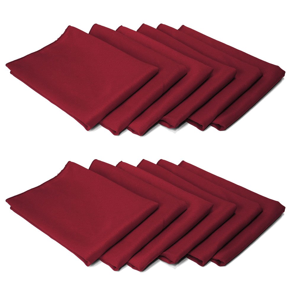 Tablelinensforless 17X17 Inch Polyester Cloth Napkins, Set Of 12 (Maroon)