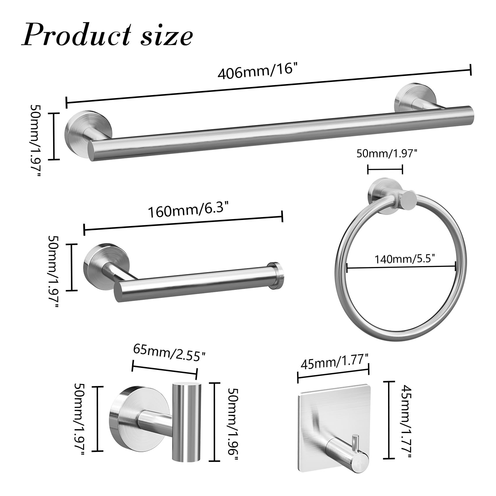14 Pieces Bathroom Hardware Set Brushed Nickel  Stainless Steel Bathroom Hardware Set  Bath Towel Bar Set  Towel Racks for Bathroom Wall Mounted.