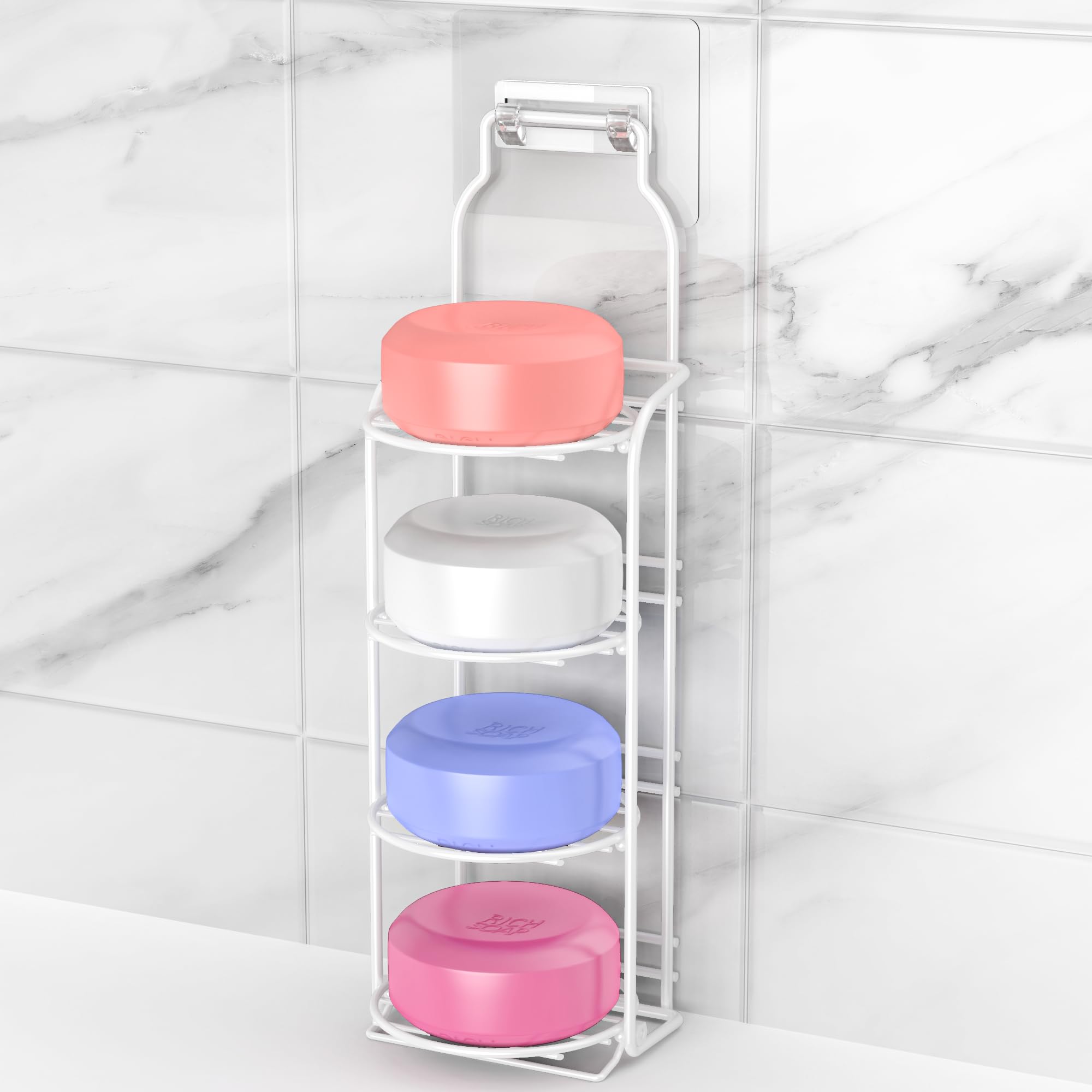 Shower Soap Shampoo Bar Holder, Self Adhesive&Freestanding Draining Soap Caddy for Bathroom Wall Accesories, Apartment Essential