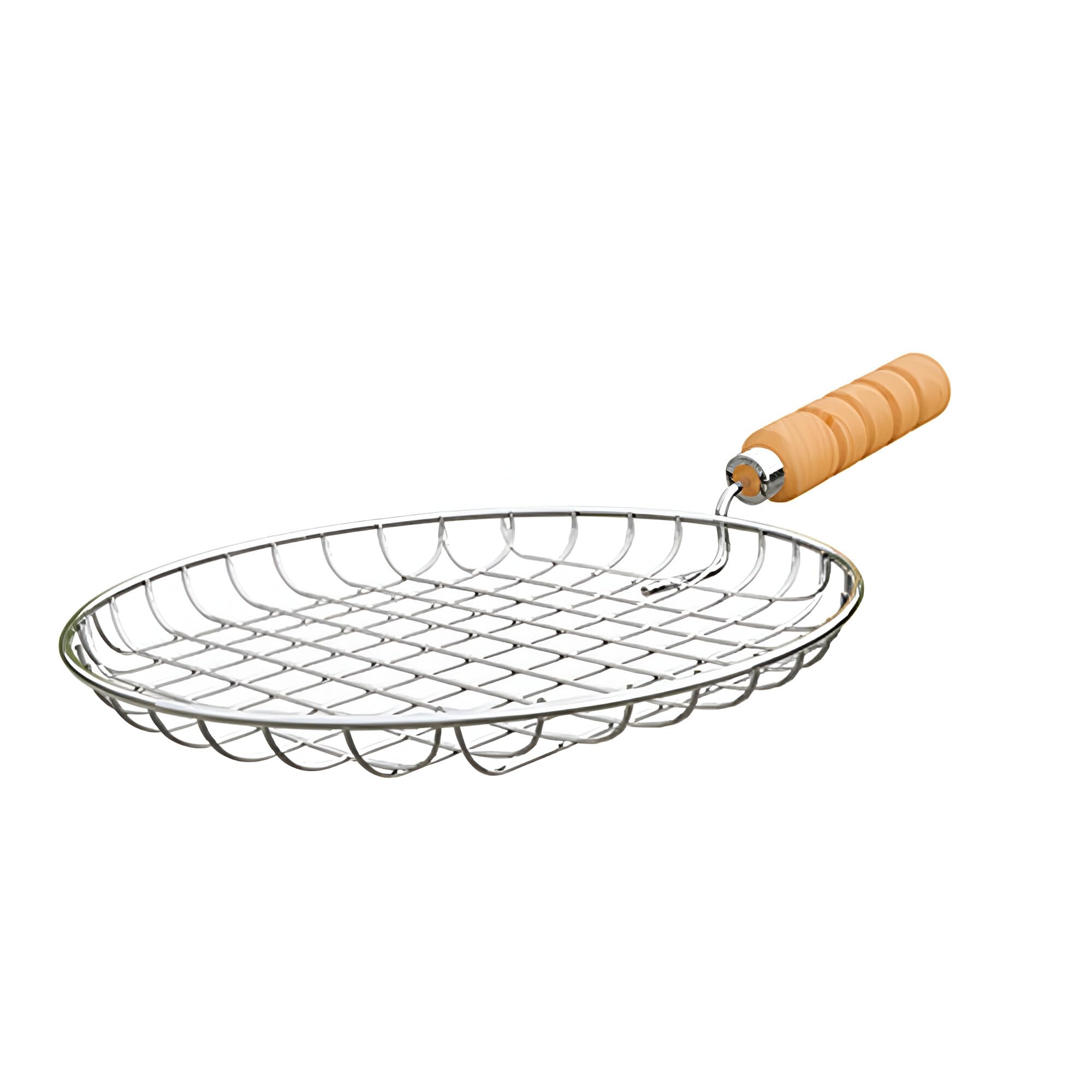 Nohunt Phulka Grill Roaster For Gas Stove, Grill Tawa Jali For Kitchen Cooking, Roti Basket Pulka Pan Roaster Grill With Wood Ha