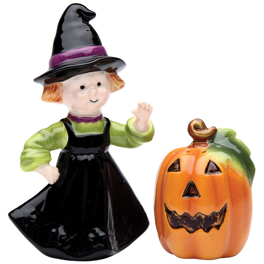 Cosmos Gifts 56550 Halloween Pumpking And Witch Salt And Pepper Set, 2-1/4-Inch