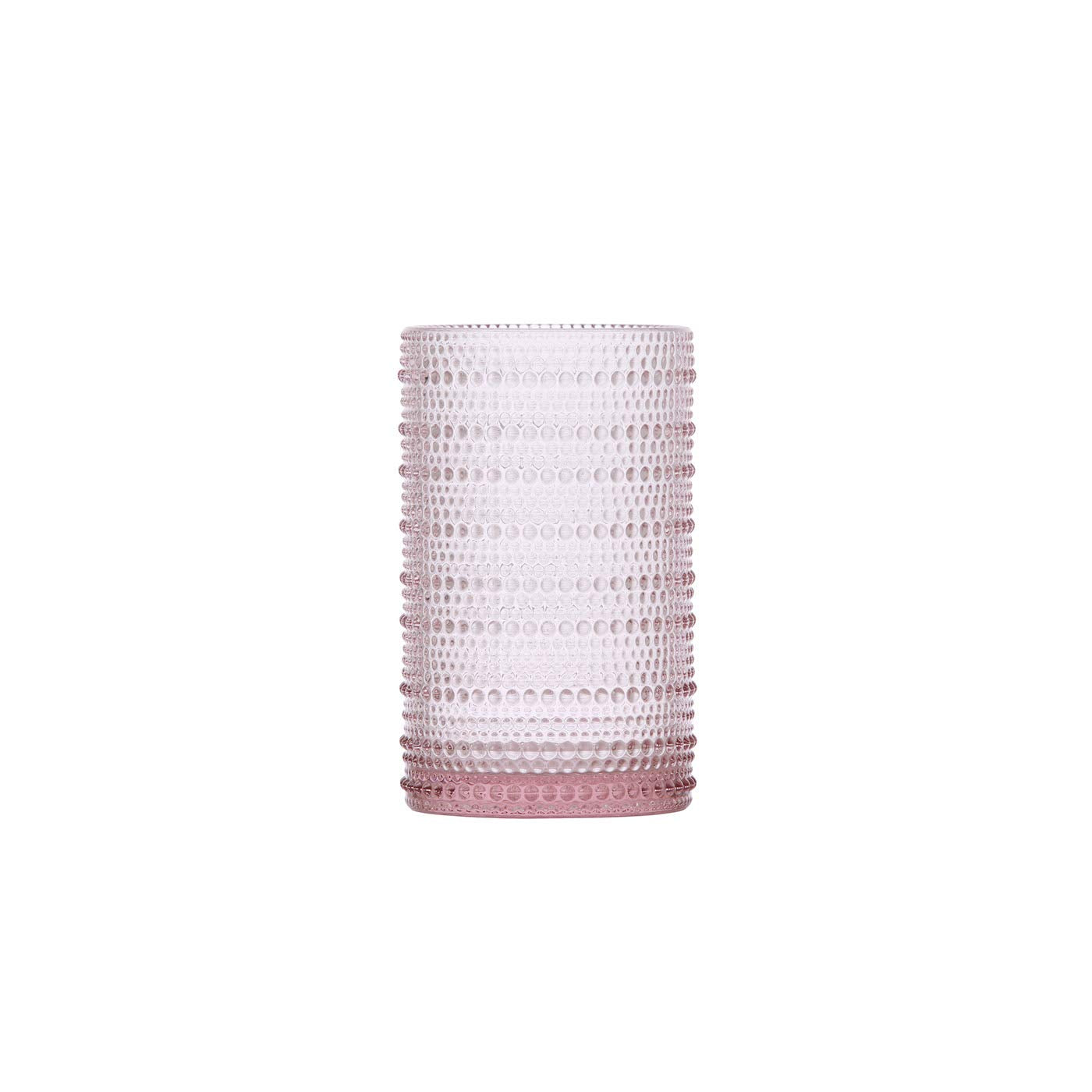 Fortessa Jupiter Beaded Hobnail Glass, 13 Ounce Iced Beverage (Set of 6), Pink