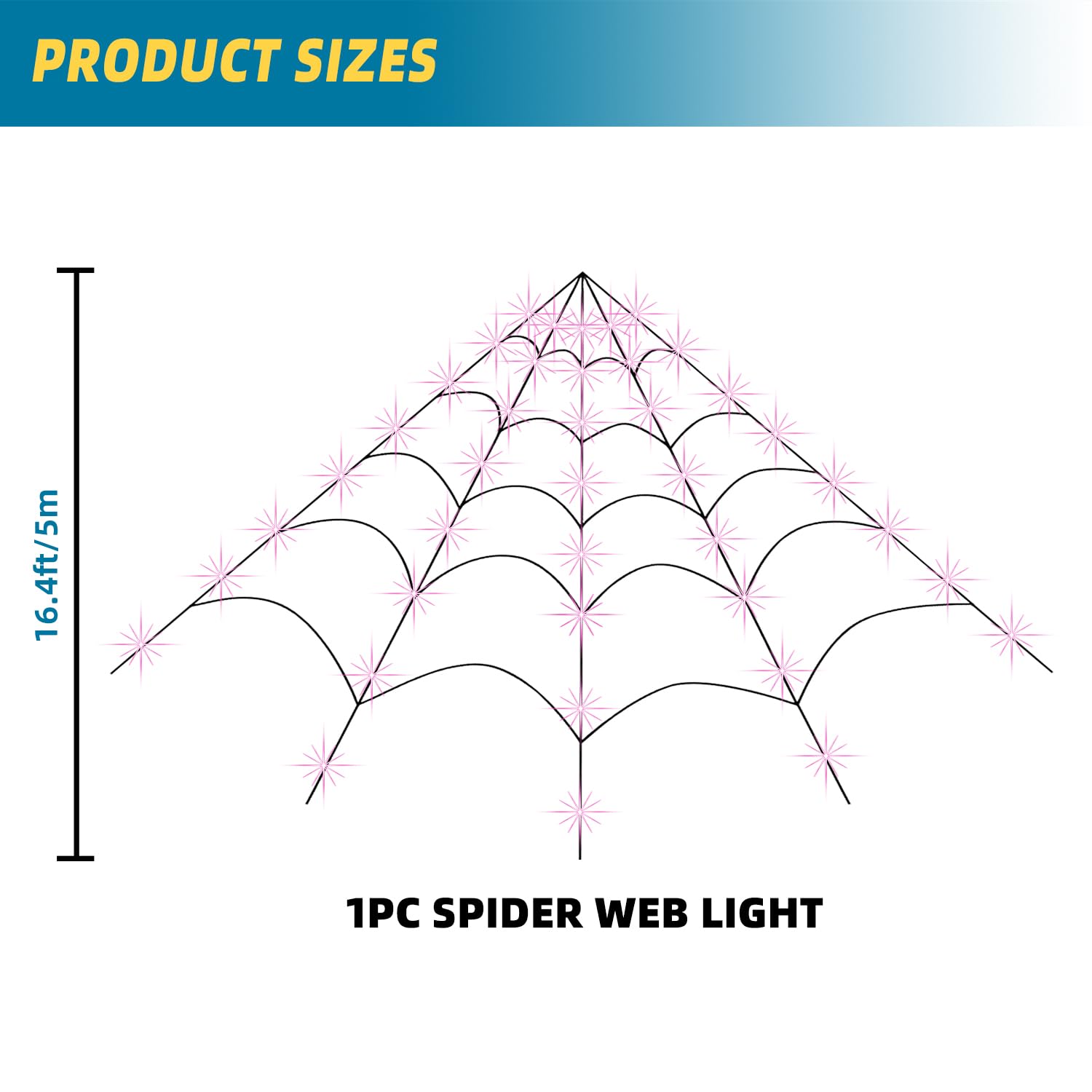 ININ Halloween 200 Spider Web Light Decorations Outdoor/Indoor with 250 LED Lights,Scary Party Decorations,Giant Light Up Spider