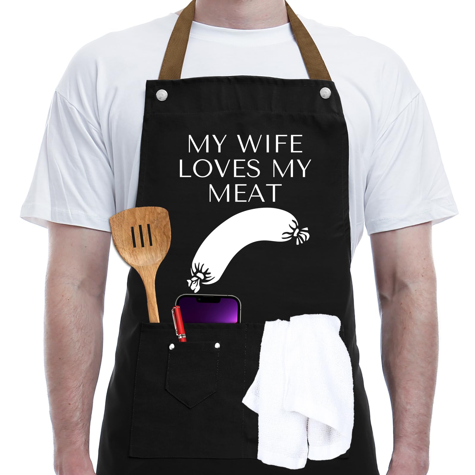 REHAVE Funny Apron - Dad, Husband, Chef Gifts - Fathers Day, Birthday BBQ Cooking Aprons