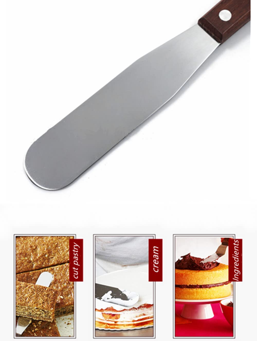 2-Pack 6'' Stainless Steel Cake Spatula, Cake Decorating Spatula With Wooden Handle For Spreading Cheese, Cheese
