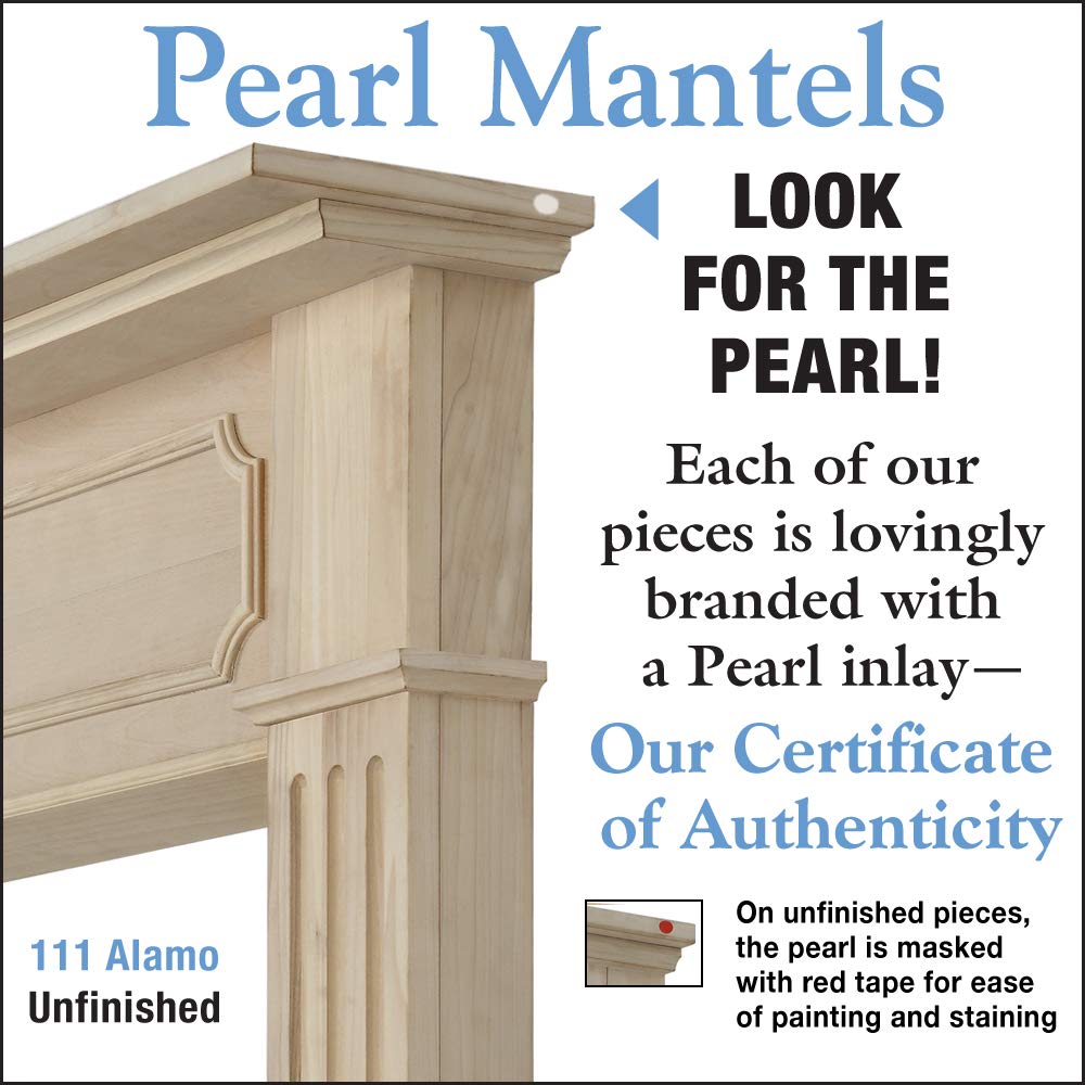 Pearl Mantels 111-50 Alamo Fireplace Mantel Surround, Interior Width 50'', Unfinished