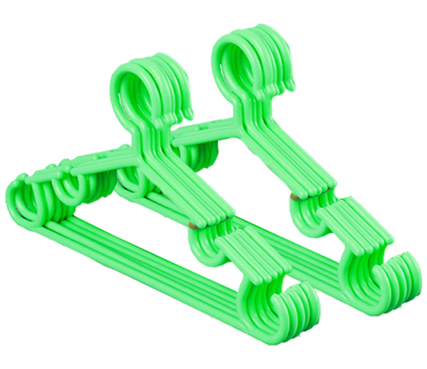 Kuber Industries Anti-Slip Baby Clothes Hanger|Heavy-Duty Plastic Baby Hanger|Hangers For Wardrobe, Closet|Pack Of 10 (Green)