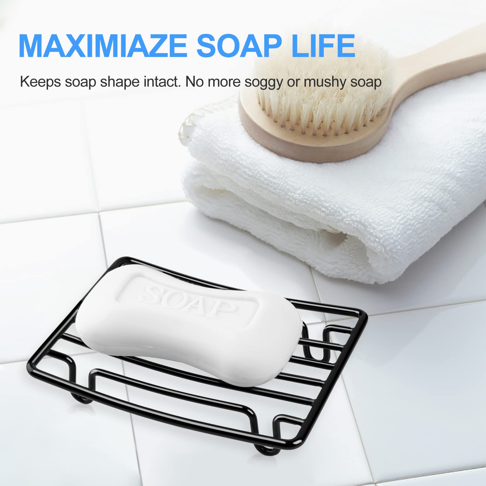 GUUKAR Bar Soap Dish Holder for Shower Bathroom Stainless Steel Rust Proof Self Draining  Black-2 Pack