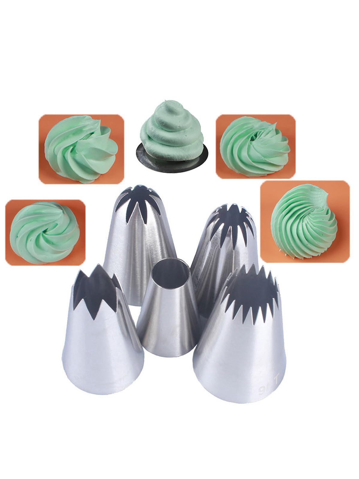 Piping Tips Large Pastry Tips Set,Cake Cream Decorating Tips For Frosting,Icing Piping Nozzle For Cupcakes Cakes Cookies(1A,1C,1