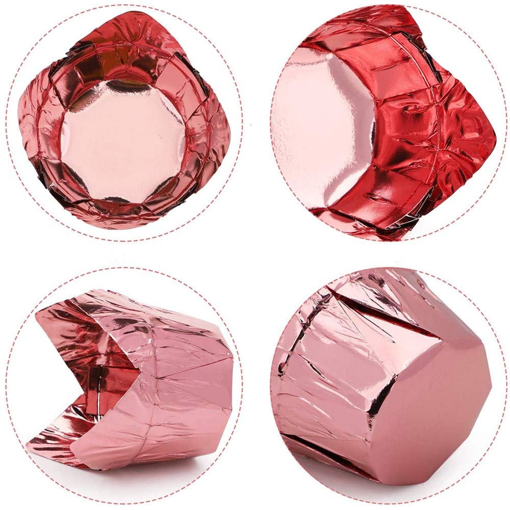 100Pcs Aluminum Foil Cups Cupcake Muffin Liners, 3.5 Ounce Aluminum Foil Baking Cups, Disposable Tulip Style Cupcake Cups, Bakin