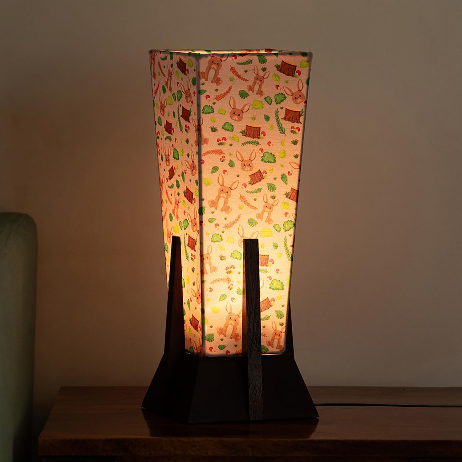 Exclusivelane Rabbit & Grove Mango Wooden Table Lamp For Bedroom Living Room Home Decoration & Bedside Lamp Bed Lamps For Side