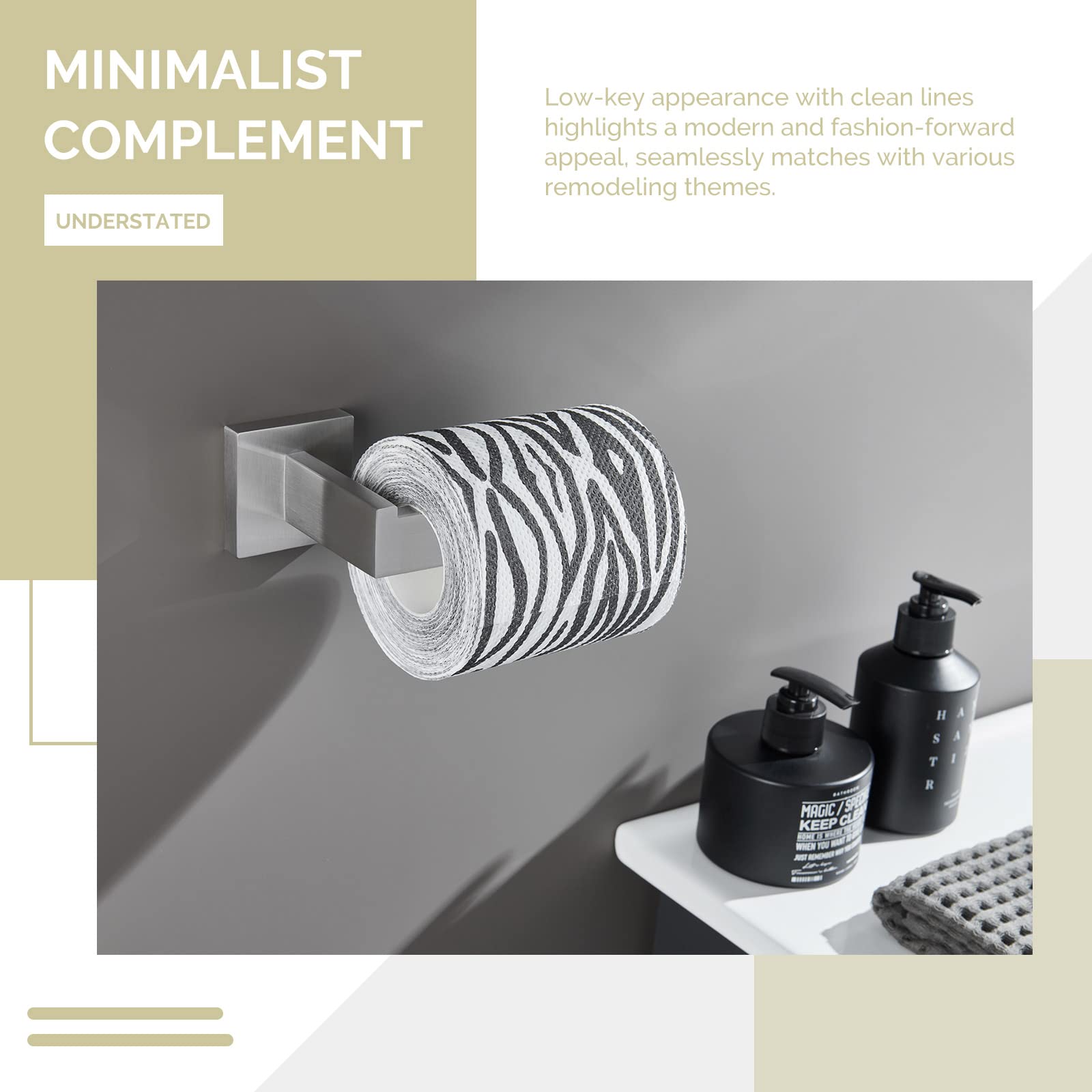 Toilet Paper Holder Brushed Nickel, Angle Simple Sus304 Stainless Steel Bathroom Tissue Holder, Open Arm Toilet Tissue Roll Hang