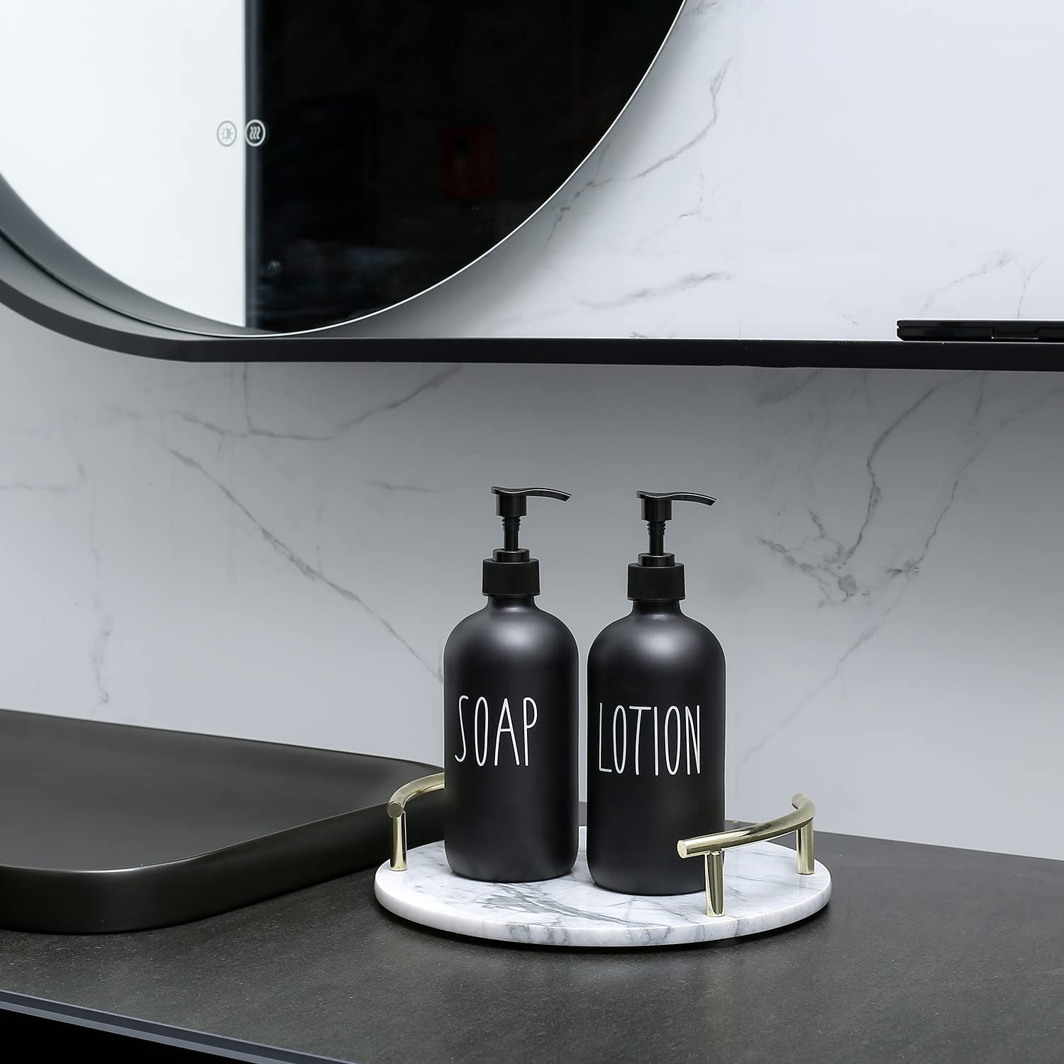 Momeemo Matte Black Soap Dispenser Bathroom Set, Contains Hand Soap Dispenser And Lotion Dispenser. Bathroom Soap Dispenser Set