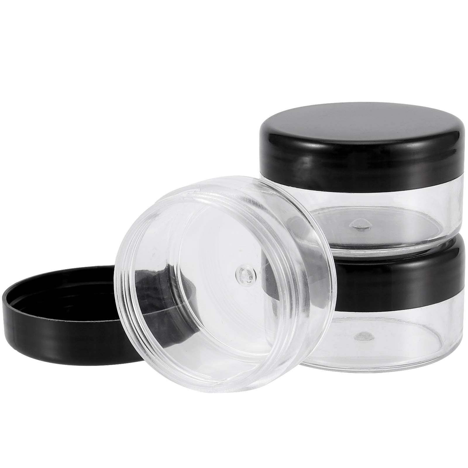 Kohand 150 Pieces 10 Gram Plastic Cosmetic Sample Containers Jars With Black Lids, Bpa Free, Small Lip Balm Containers, Clear Em