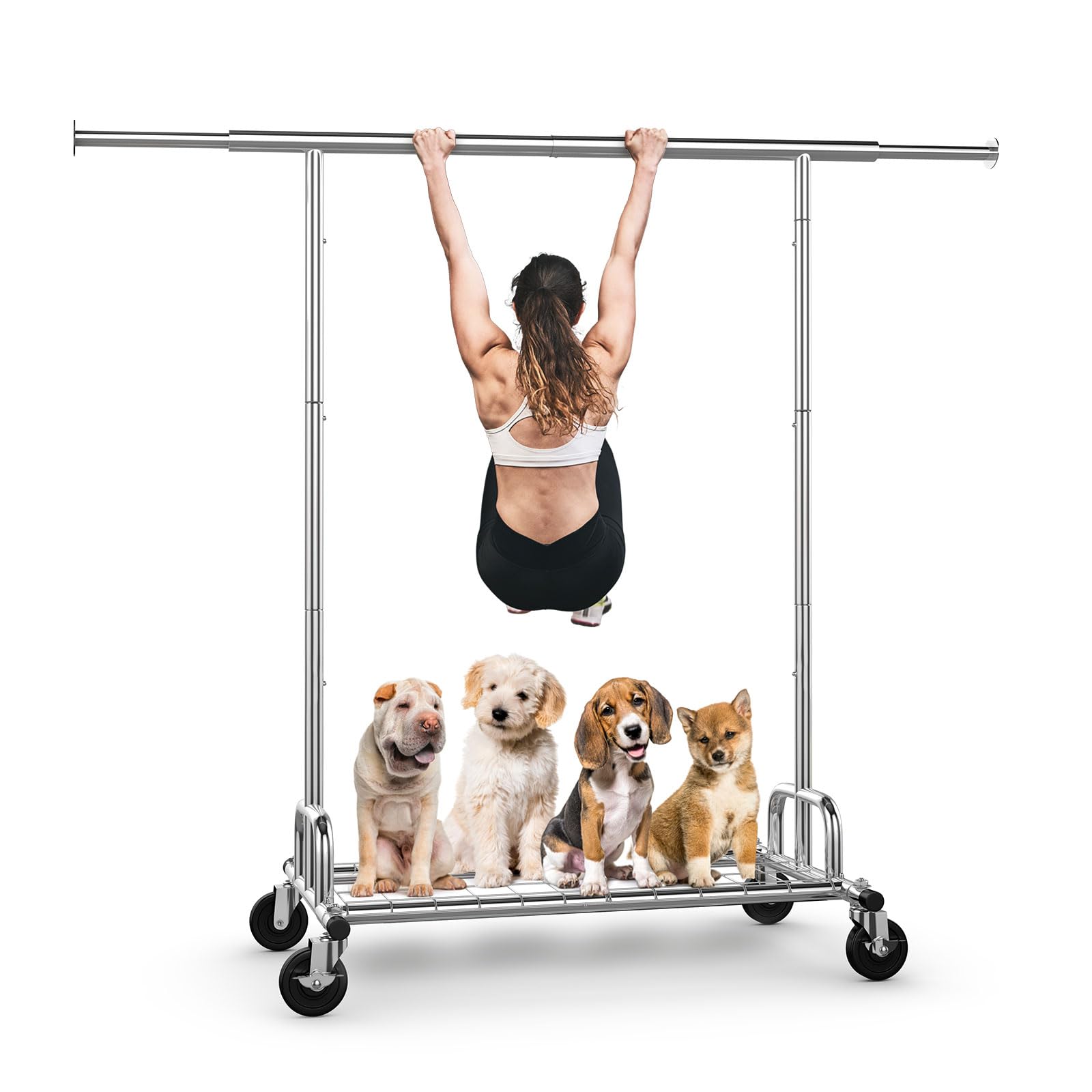 Hokeeper Clothes Rack, Clothing Racks For Hanging Clothes Heavy Duty Garment Rack Rolling Clothes Rack With Lockable Wheels Port