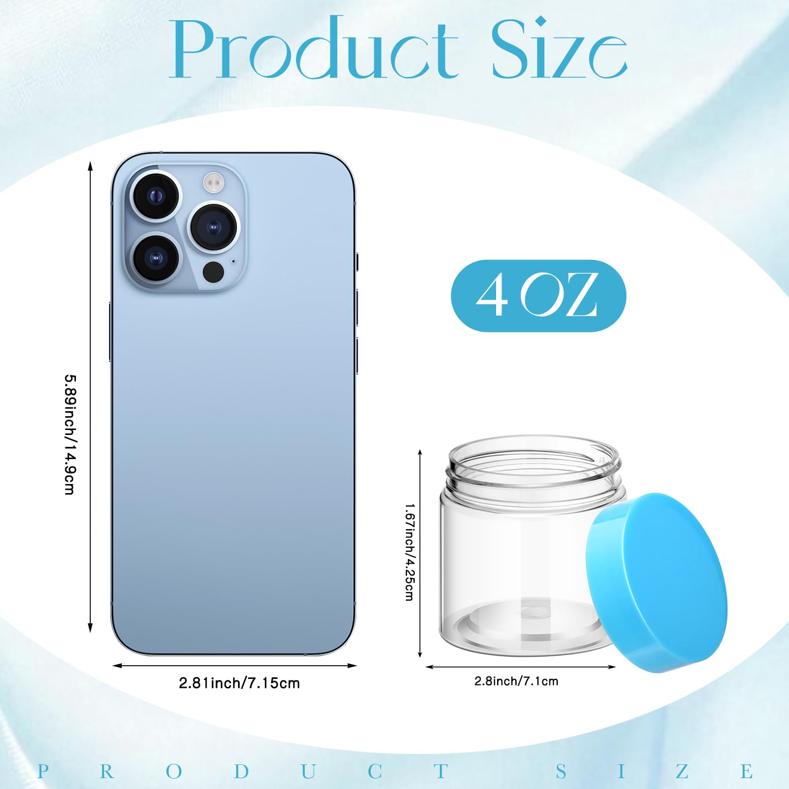 Satinior 12 Pack 4 Oz Plastic Container Jars With Lids Round Clear Travel Cosmetic Container Slime Jars For Toiletries, Lotion,