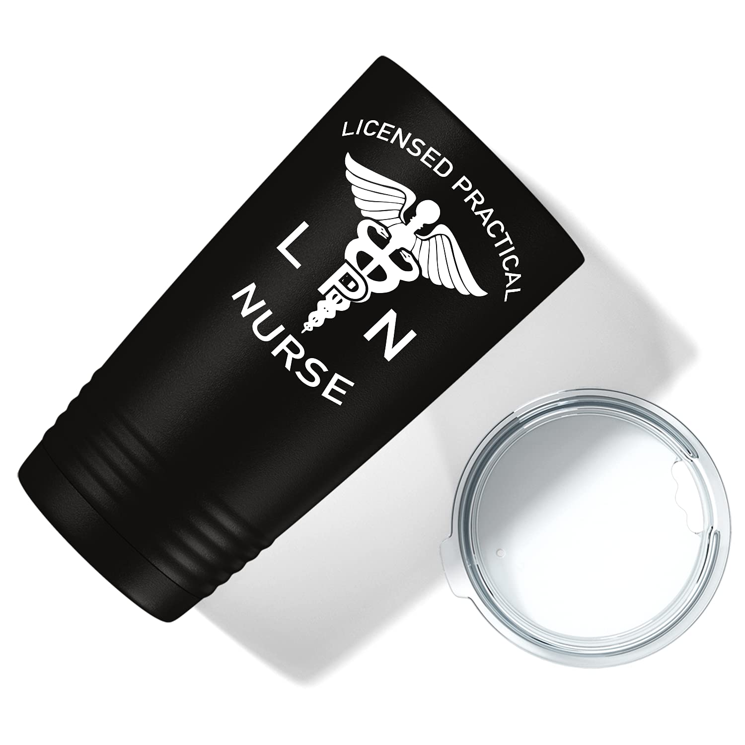 Lpn Licensed Practical Nurse On Black 20 Oz Stainless Steel Tumbler With Lid - Insulated Cup - Travel Mug