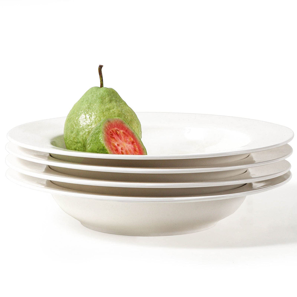 Artena Pasta Bowls 20Oz, Large Salad Serving Bowls, 10 Inch White Soup Bowls, Porcelain Pasta Bowls Set Of 4, Rimmed Deep Pasta
