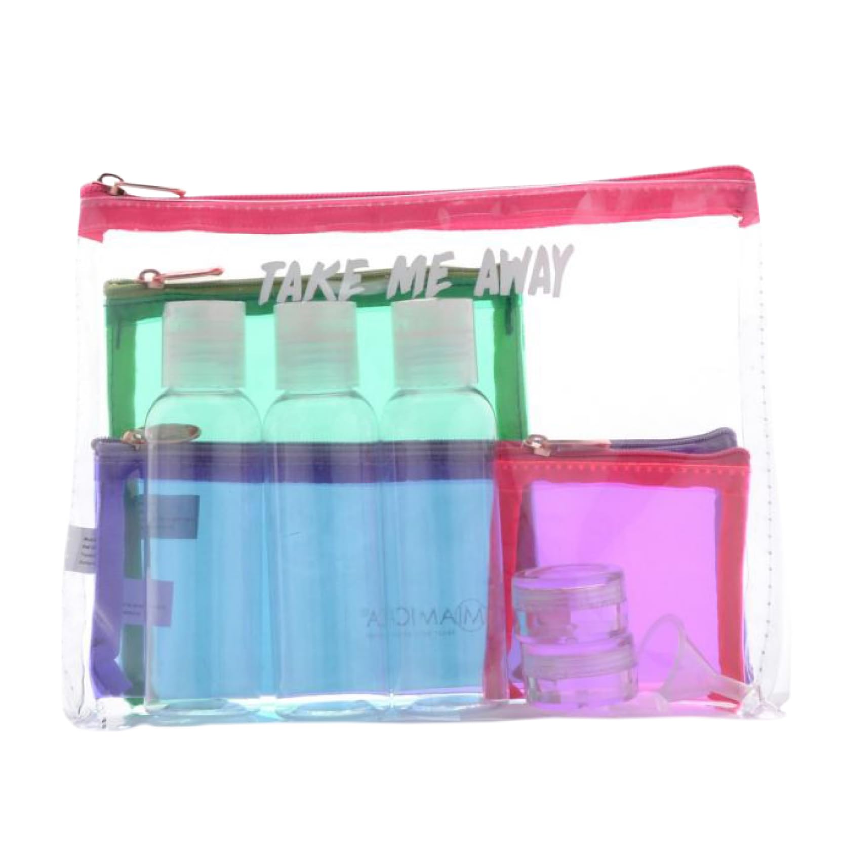 Miamica Women'S Clear Bottle Kit, Pink 7.5    L X 6.5    W X 1.25    D, One Size