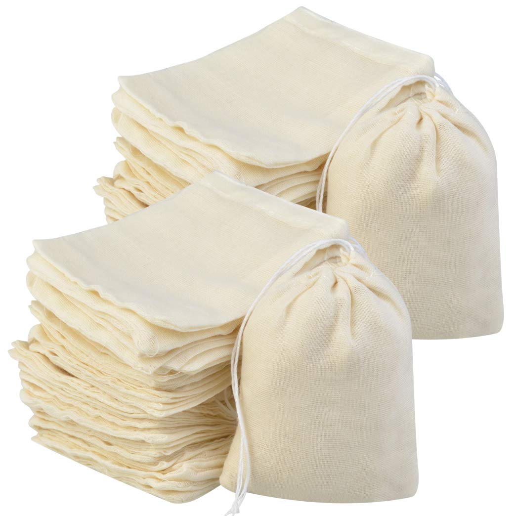 Tayfremn 200Pcs Cotton Drawstring Bags, Reusable Muslin Bag Natural Cotton Bags With Drawstring Produce Bags Bulk Gift Bag Jewel
