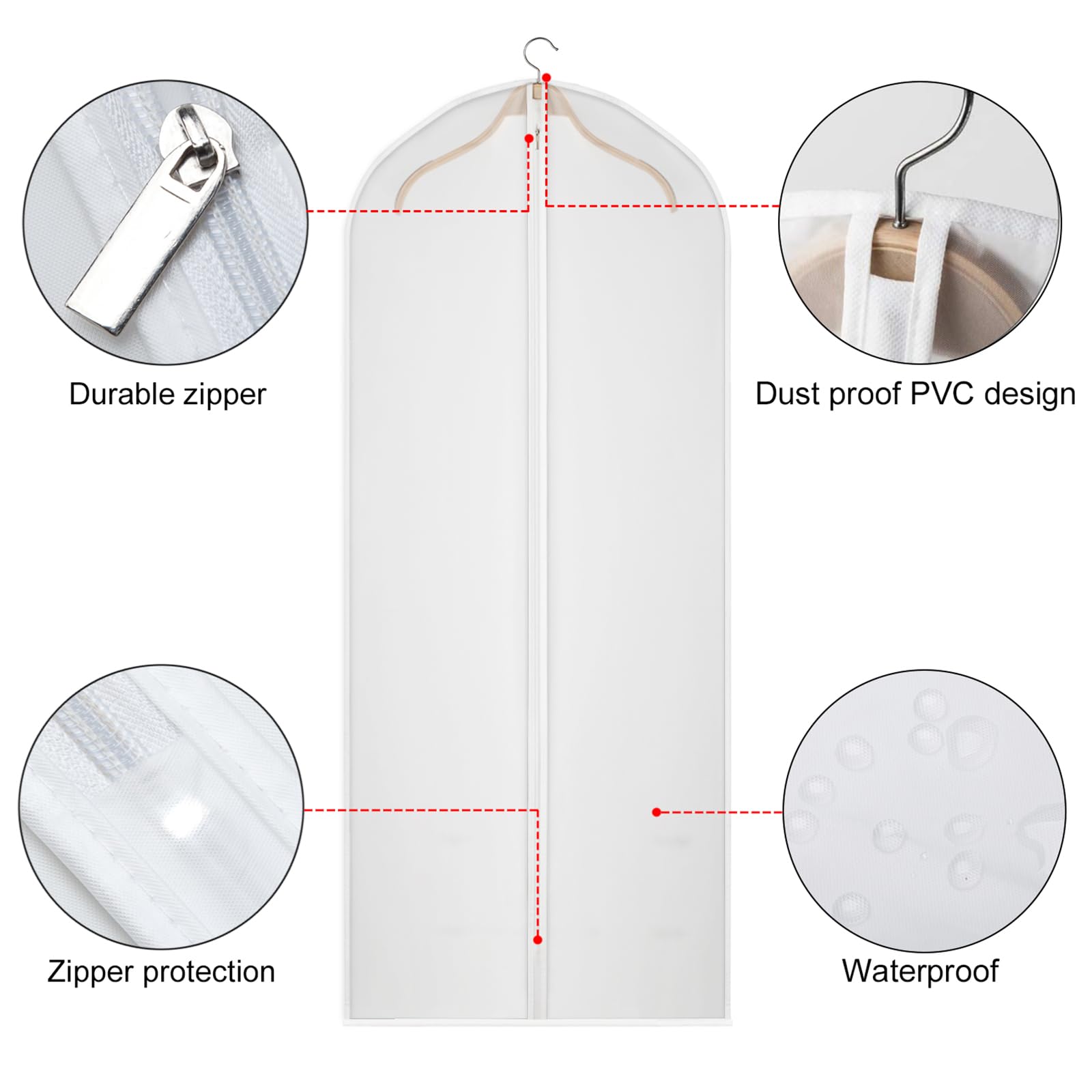 Kntiwiwo 60 Inches Garment Bags For Closet Storage With Zipper Clear Garments Bag For Gowns Long, Dresses, Suit, Coat - Set Of 2