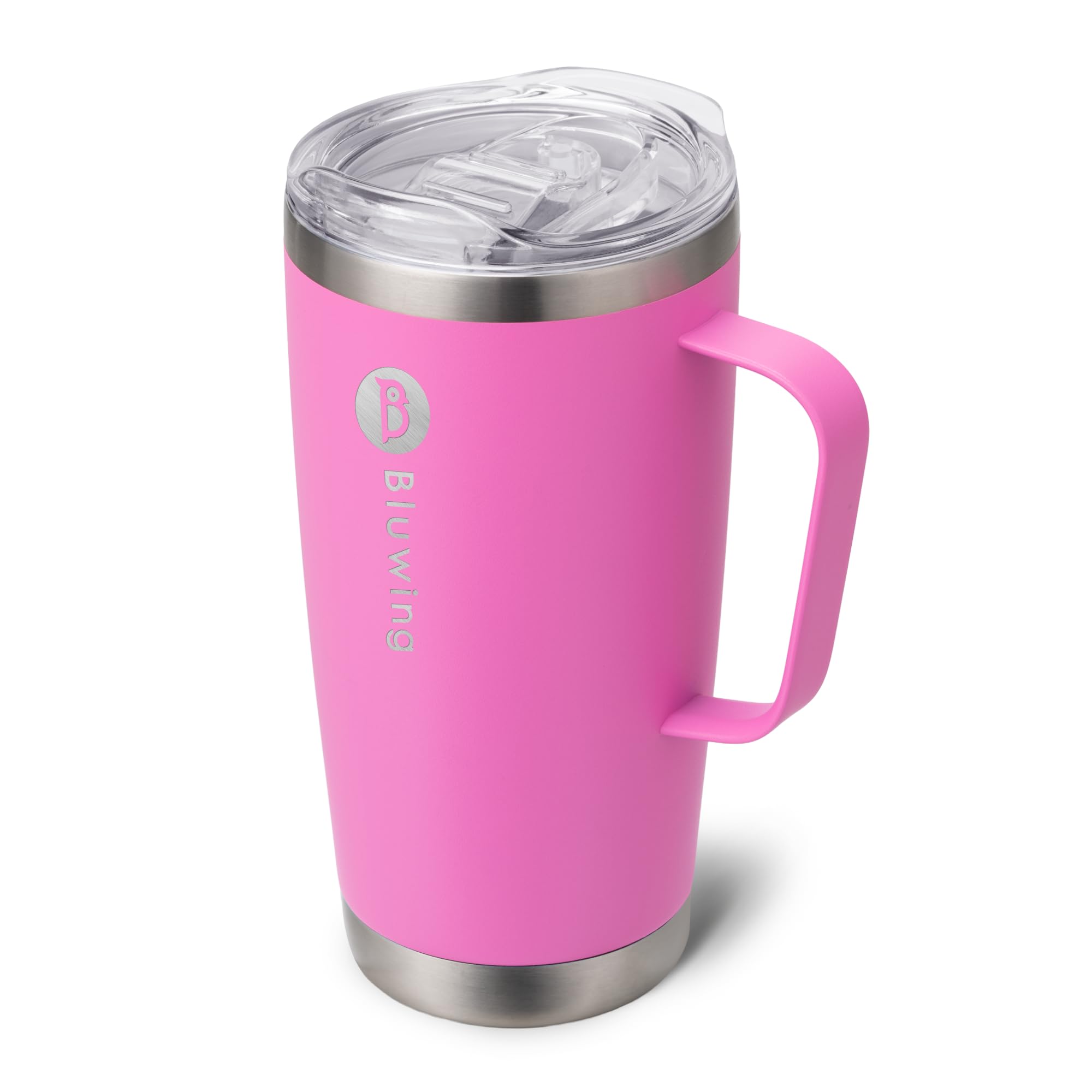 Bluwing 20 Oz Insulated Tumbler With Handle Stainless Steel Travel Coffee Mug With Lid And Straw, Double Wall Tumbler Cups For W