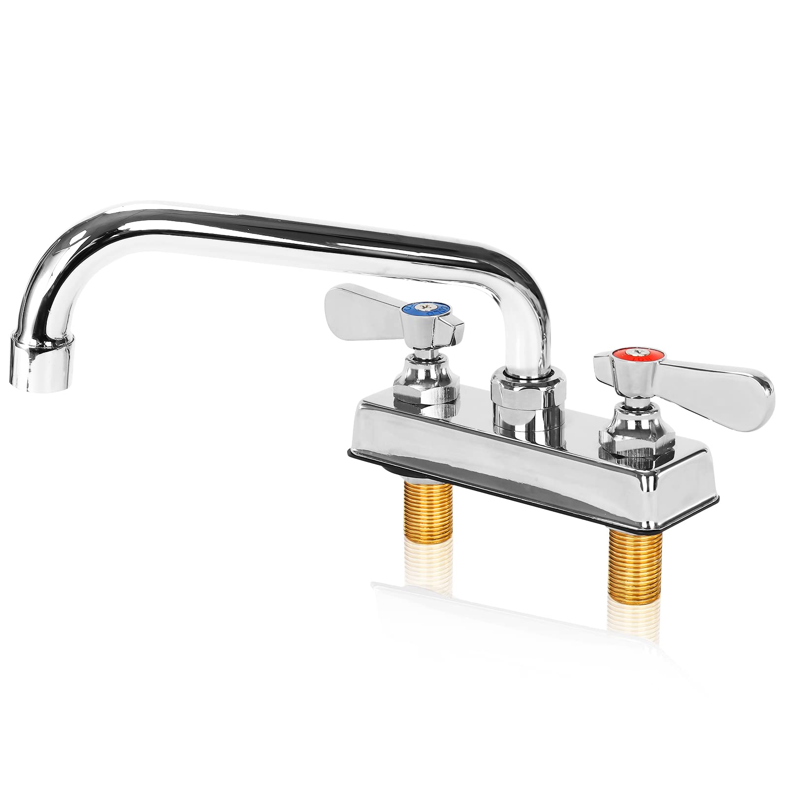 Commercial Bar Sink Faucet 4 Inch Center Deck Mount Bar Sink Faucet 2 Hole Brass Constructed & Chrome Polished With 8'' Swivel S