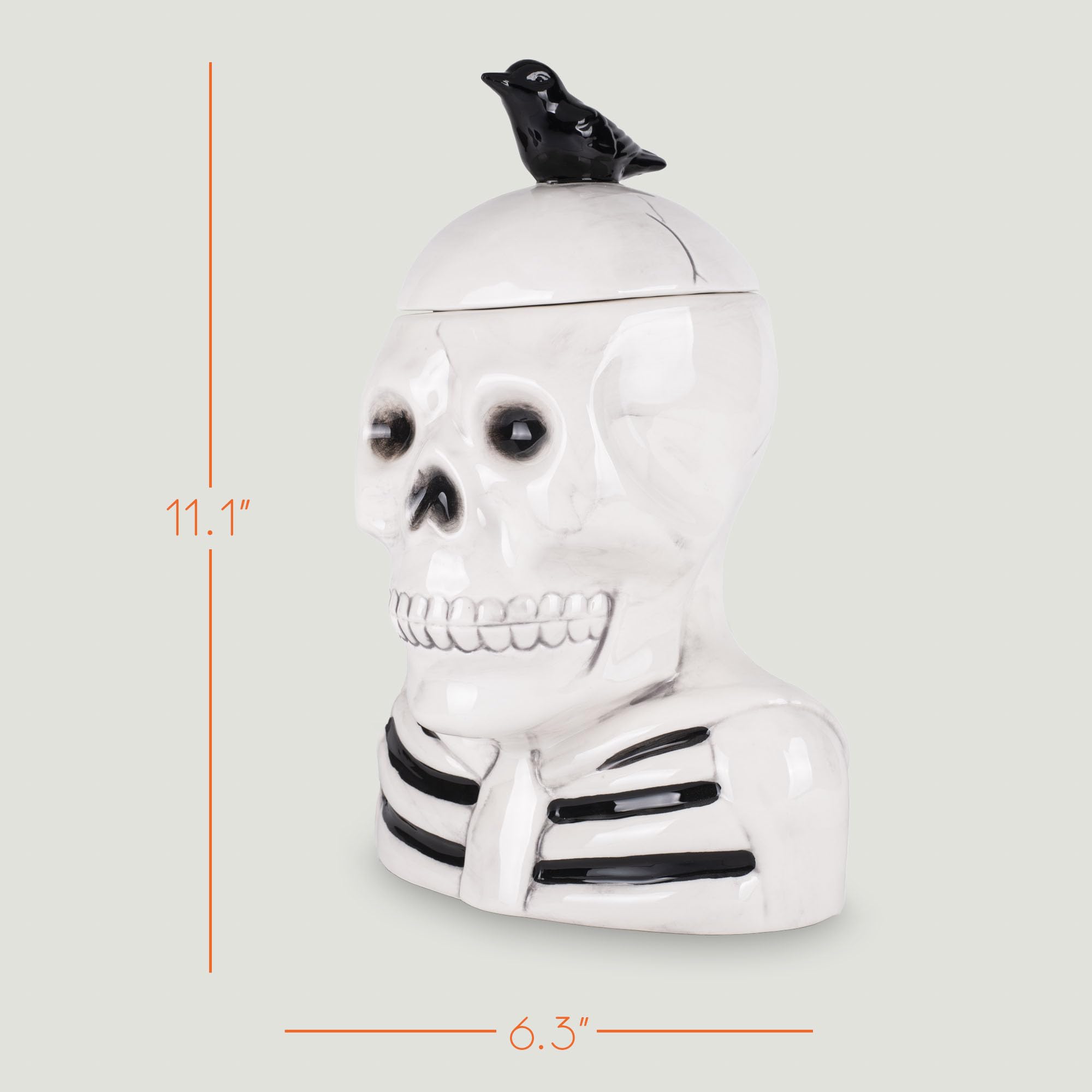 100 North Dolomite Ceramic 12 X 8.5 Halloween Cookie & Candy Jar With Airtight Lid: Perfect For Kitchen Canisters, Pet Treat Con