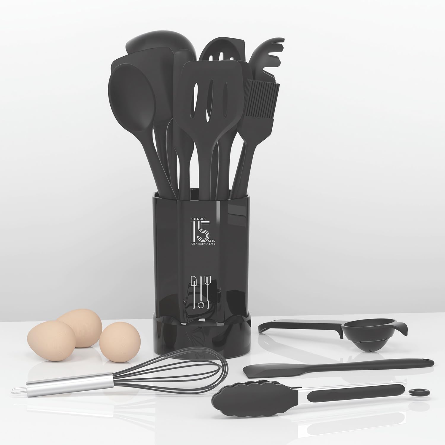 Silicone Cooking Utensils Set - 446F Heat Resistant Kitchen Utensils,Spatula Sets,Turner Tongs,Spoon,Kitchen Utensil Gadgets Too