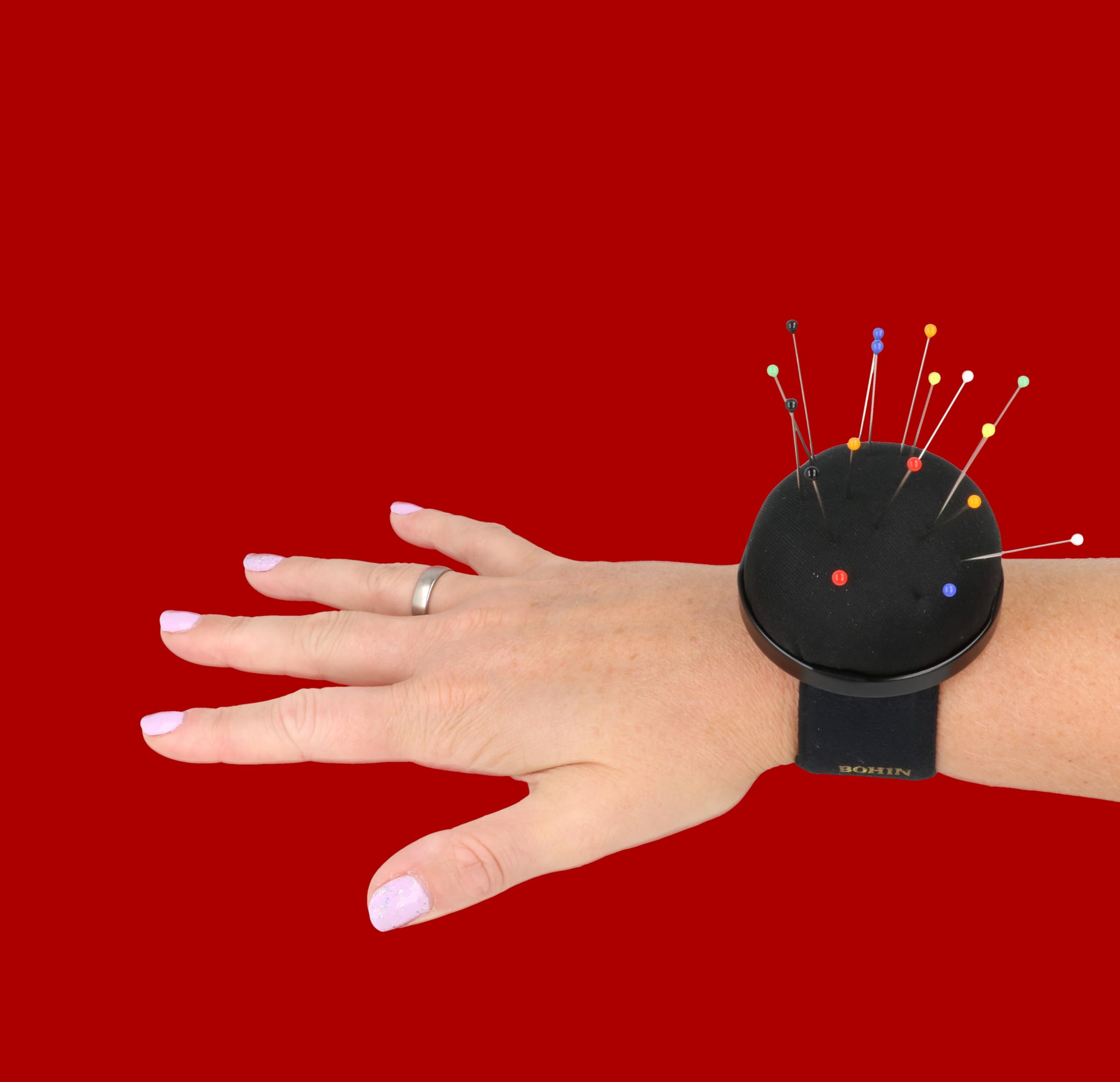 Bohin Adjustable Snap Bracelet, Black Pin Cushion