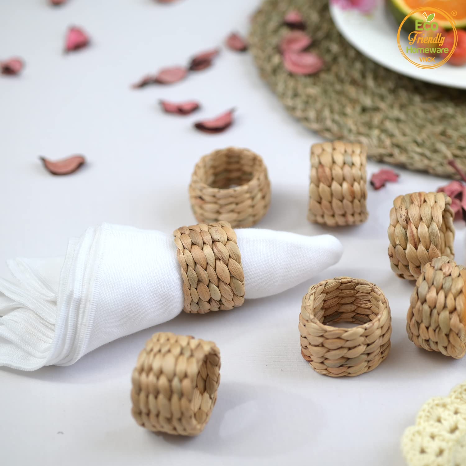 48 Pcs Water Hyacinth Boho Napkin Rings, Farmhouse Napkin Rings Set Of 48, Rattan Napkin Rings, Boho Napkins, Nature Napkin Ring