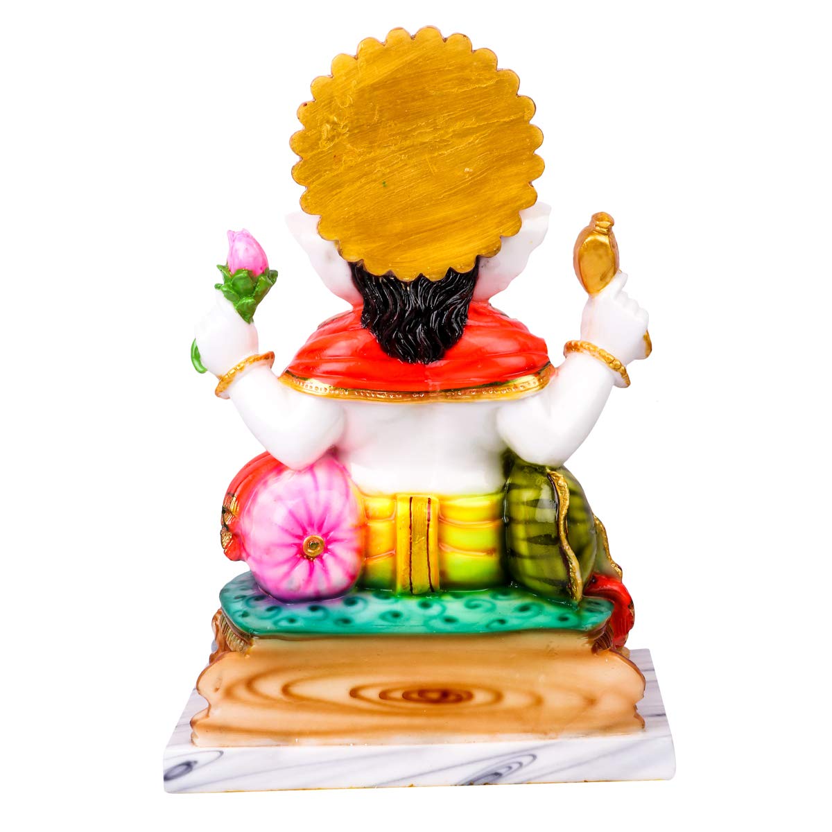 Divine Gifts Ganesh Marble Idol | Marble Statue | Murti for Pooja Room | Idols Home Decor (White & Golden) (Multi-Coloured, 12 I