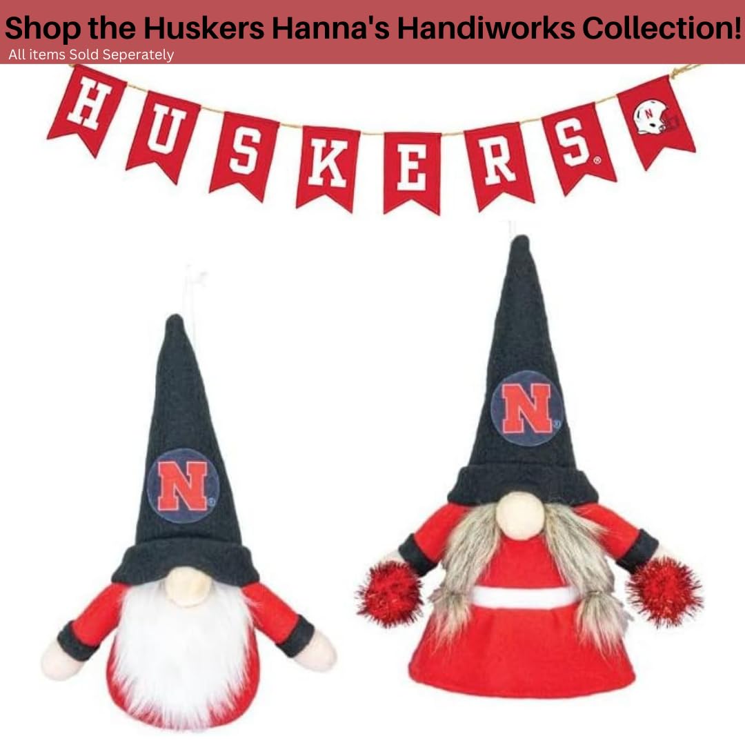 University of Nebraska Set of 2 Plush Gnome Christmas Tree Ornaments by Hannas Handiworks - Fan/Cheerleader Holiday/Dorm Decorat