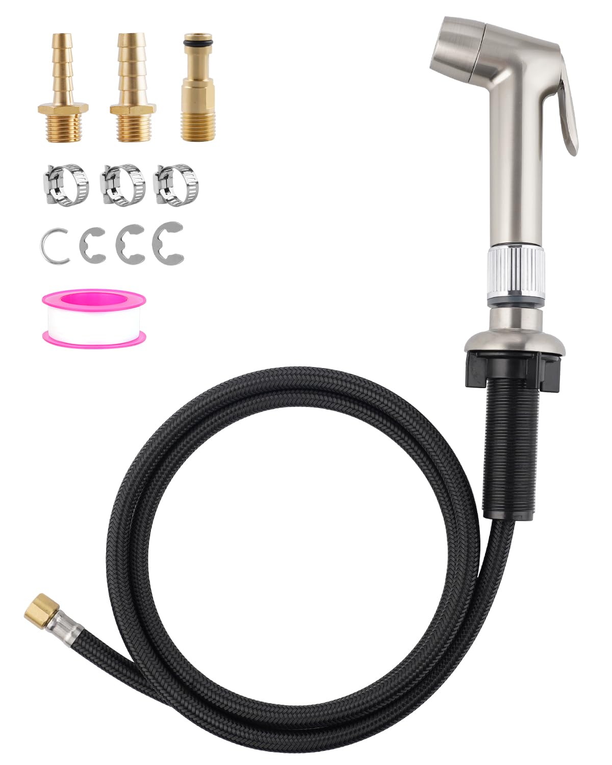 2 Function Universal Kitchen Sink Spray Attachment/Hose/Holder Set, With Water Flow Restrictor Compatible With Moen/Delta Faucet