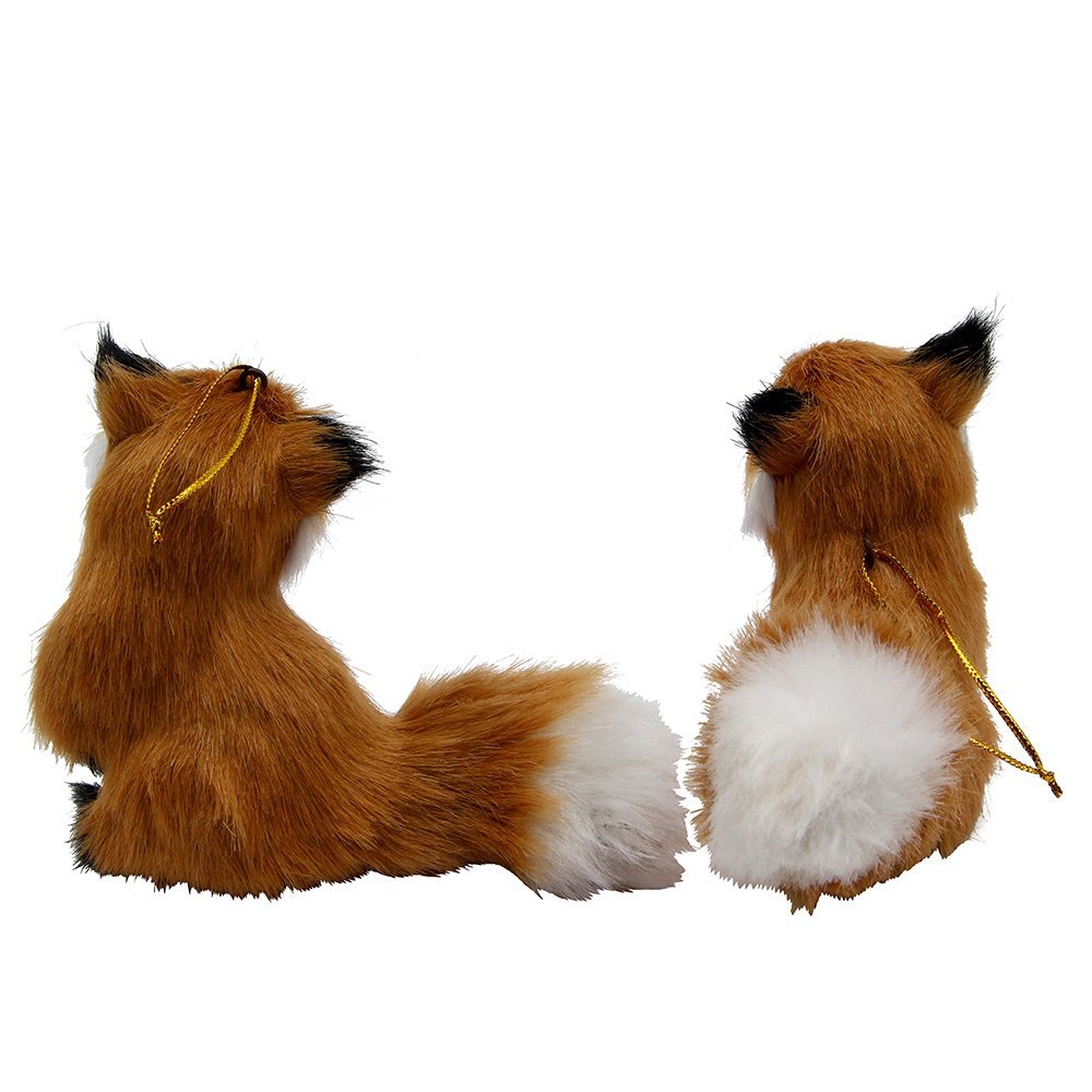 Kurt S. Adler Kurt Adler 4.5-Inch Plush Set of 2 Fox Ornaments, Brown, 2 Piece