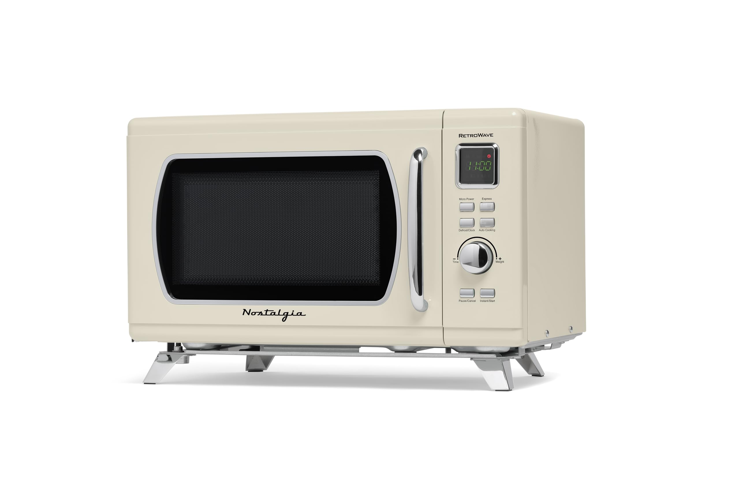 Nostalgia Mid-Century Retro Countertop Microwave Oven - Large 900-Watt - 0.9 Cu Ft - 8 Pre-Programmed Cooking Settings - Digital